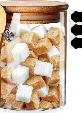 Spice Jars, Overnight Oats Containers with Airtight Lid and Spoon, Decorative Kitchen Canisters Set, Glass Storage Containers for Coffee, Tea, Sugar, Spice, Bath Salt, 1pcs (530 ml)