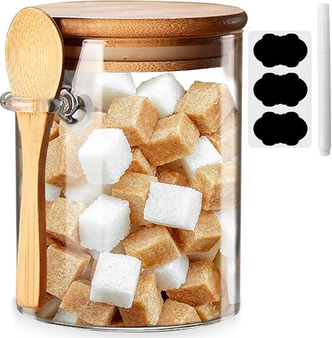 Spice Jars, Overnight Oats Containers with Airtight Lid and Spoon, Decorative Kitchen Canisters Set, Glass Storage Containers for Coffee, Tea, Sugar, Spice, Bath Salt, 1pcs (530 ml)
