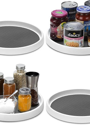 Set of 4, 10 Inch Non-Skid Lazy Susan Organizers - Turntable Rack for Cabinet, Pantry Organization and Storage, Kitchen, Fridge, Bathroom Makeup Vanity Countertop, Under Sink Organizing, Spice Rack