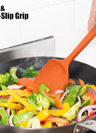 4-Piece Silicone Spatula Scrapers: Doosu 600°F Heat Resistant Food Grade Kitchen BPA Free Rubber Baking Cooking Tool Nonstick Utensil Set for Mixing, Scraping, Folding, Stirring, Serving (Multi-4)