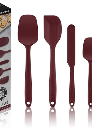 OVENTE Silicone Spatula Set of 5, Food Grade Rubber Spatula with High Heat Resistant, BPA-Free and Dishwasher Safe, Nonstick Kitchen Utensils for Baking, Cooking and Mixing, Red SP12305R