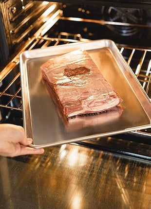 KITCHENATICS Premium Quality Half Sheet Size Baking Pans, Nonstick Cookie Sheets for Baking, Oven Safe Baking Sheet Pans, Heavy Duty 1/2 Commercial Baking Sheets for Oven - 13.1" x 17.9" IN, Set of 2