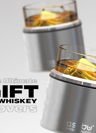 asobu Whiskey Sleeve Glass – Insulated Bourbon Tumbler with Premium Rocks Glass, BPA-Free, Double-Wall Stainless Steel, Keeps Drinks Cold Longer, 10.5oz