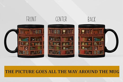 2IMT Book Mug Librarian Gifts for Book Lovers Women - Library Coffee Mug Books Club Gifts for Women - Reading Bookish Items Bookworm Librarian Lovers for Readers Writer Black 11oz