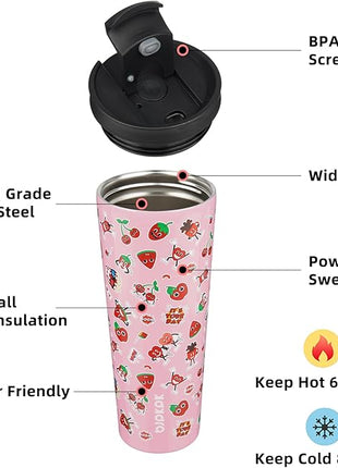 BJPKPK 26oz Stainless Steel Insulated Tumbler With lid And Straw Travel Coffee Thermal Tumblers Cup For Women And Men,Passionate Pink