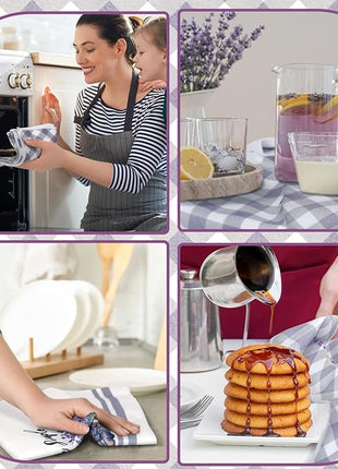 Set of 6 Lavender Kitchen Towels Purple Floral Dishtowels Rustic Absorbent Purple Tea Hand Towels 24 x 16 Inches Lavender Lover Gifts for Farmhouse Kitchen Bathroom Accessories Decorations