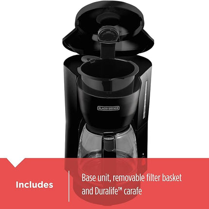 BLACK+DECKER 5-Cup Coffeemaker, Black, DCM600B