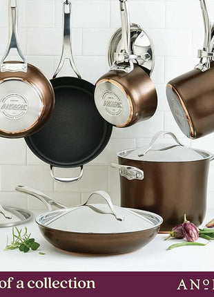 Anolon 83852 Nouvelle Copper Hard Anodized Nonstick Cookware Set / Pots and Pans Set - 11 Piece, Brown