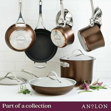 Anolon 83852 Nouvelle Copper Hard Anodized Nonstick Cookware Set / Pots and Pans Set - 11 Piece, Brown