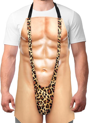 Funny Men Cooking Grilling Aprons Belly BBQ Funny Gag Gifts for Christmas, White Elephant Gift Exchange (MuscleMankini, One Size)
