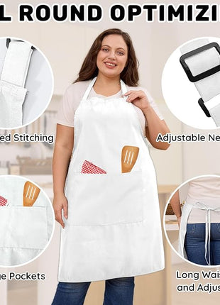 2 Pcs Plus Size Chef Apron, Unisex Professional Apron with 2 Pockets for Cooking, Work, Baking (Larger Size)