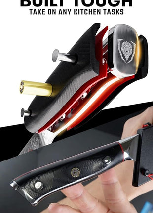 Dalstrong Chef Knife - 9.5 inch Blade - Shogun Series ELITE - Damascus - Japanese AUS-10V Super Steel - Black G10 Handle - Razor Sharp Kitchen Knife - Professional Full Tang Chef's Knife - Sheath