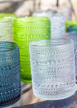 Fortessa Jupiter Beaded Hobnail Glass, 10 Ounce Double Old Fashioned (Set of 6), Clear