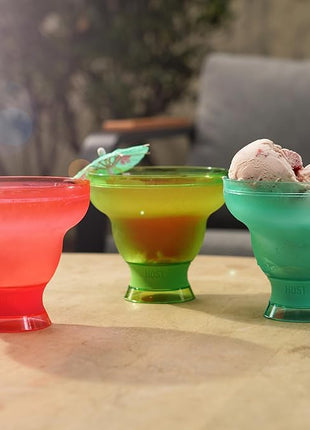 Host FREEZE Margarita Cocktail Glasses, Frozen Cup Double Wall Plastic Margarita Glasses Drinking Set Modern Drinking Glasses 12oz Punch Pink Set of 2 (Pack of 6)