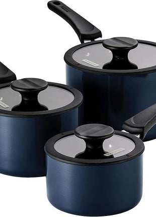 Tramontina Aluminum Non Stick 6-Piece Nesting Sauce Pan Set with Lids - Naval, Kitchen Nonstick Cookware Set, Dishwasher and Oven Safe