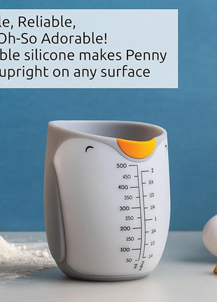 OTOTO Penny Penguin Silicone Measuring Cups for Cooking - 500ml 2 Cup Cute Measuring Cups for Baking, BPA-Free, Microwave Safe, Penguin Gifts, Cute Kitchen Accessories, Funny White Elephant Gifts