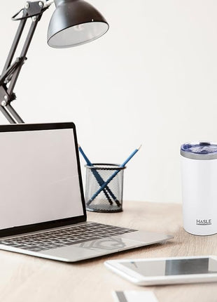 HASLE OUTFITTERS 12 oz Skinny Tumbler, Stainless Steel Insulated Slim Tumbler set bulk with Lid, Reusable Double Wall Travel Coffee Mug, Durable Powder Coated Travel Water Cup(White,6)