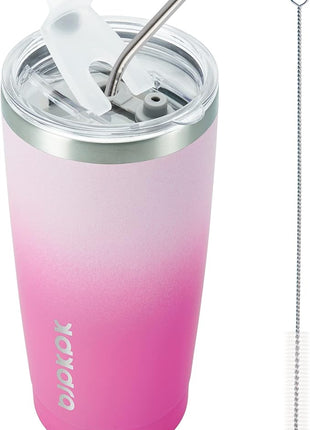 BJPKPK 20oz Stainless Steel Tumbler with Lid And Straw, Double Wall Vacuum Coffee Cup, Travel Mug for Ice Drink and Hot Beverage, Insulation Travel Tumblers Cups,Cherry Blossom