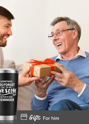 NOWWISH Gifts for Men, Inspirational Gift Tumbler, Birthday Gifts for Men Dad Father Husband Boyfriend Best Friend - Black 20oz