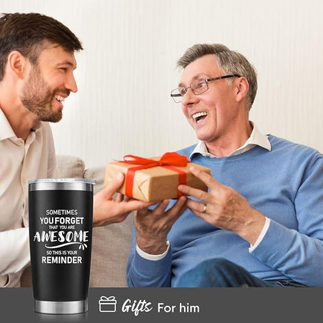 NOWWISH Gifts for Men, Inspirational Gift Tumbler, Birthday Gifts for Men Dad Father Husband Boyfriend Best Friend - Black 20oz