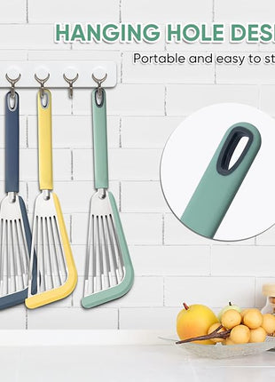 Nonstick Fish Spatula,Maywe Tanso Thin Slotted Spatulas Turner Silicone Fish Spatulas for Nonstick Cookware,High Heat Resistant BPA Free Cooking Utensils,Ideal for Fish,Eggs,Pancakes