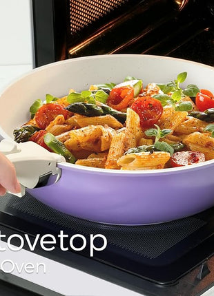 15Pcs Pots and Pans Set Non Stick, Cookware Sets with Detachable Handle, Nonstick RV Kitchen Cooking Tools Removable Handles, Oven Safe, Induction Fast, Stackable Induction Cookware, Purple