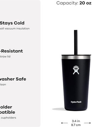 Hydro Flask All Around Tumbler Straw Lid, Insulated Travel Mug, Stainless Steel Coffee Cup 20 Oz Botanical Bliss Agave