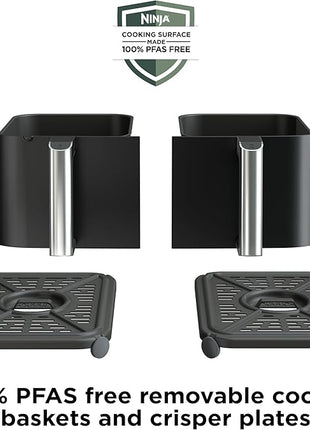 Ninja | Air Fryer | Finish Cooking Multiple Foods at the Same Time | 6-in-1 (Air Fry, Broil, Roast, Keep Warm, Dehydrate, Bake) | Fit up to 8lb Chicken Wings in the two 5 QT Baskets | DZ302