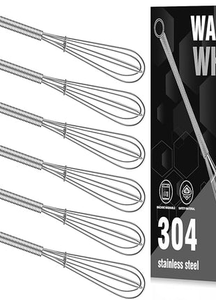 Walfos Mini Whisks, Small Whisk Bulk 304 Stainless Steel 6 Pieces, 5 Inch Tiny Whisk For Whisking, Beating Eggs, Mixing Sauces, Blending Ingredients