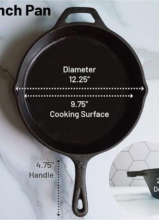 Backcountry Iron 12 Inch Round Large Pre-Seasoned Cast Iron Skillet