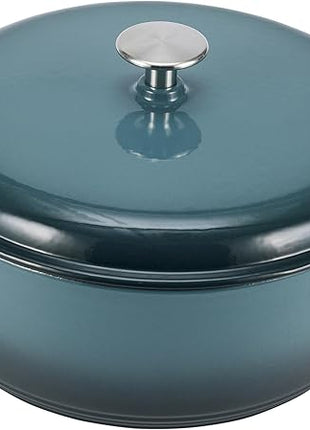 Amazon Basics Cast Iron Dutch Oven Pot with Lid, Enameled, Round, Dual Handles, Heavy-Duty, Medium, 6-Quart, Gray