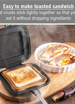 ] Grilled Sandwich Stovetop Panini Maker For Gas Fire, Hot Sandwich Maker Non-Stick Detachable Top and Bottom Pans, Made in Japan, for Home kitchen Breakfast Outdoors Camping 1.67 lb