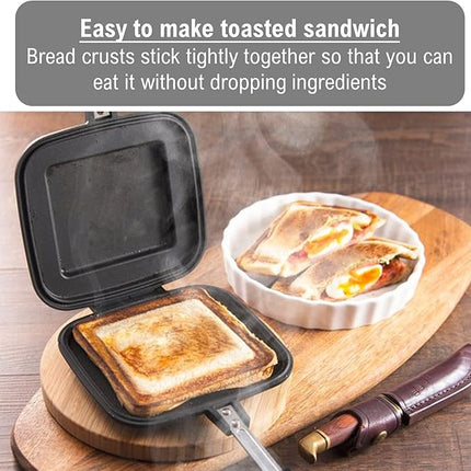 ] Grilled Sandwich Stovetop Panini Maker For Gas Fire, Hot Sandwich Maker Non-Stick Detachable Top and Bottom Pans, Made in Japan, for Home kitchen Breakfast Outdoors Camping 1.67 lb