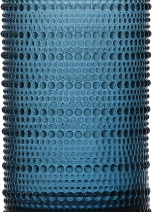 Fortessa Jupiter Beaded Hobnail Glass, 13 Ounce Iced Beverage (Set of 6), Cornflower Blue