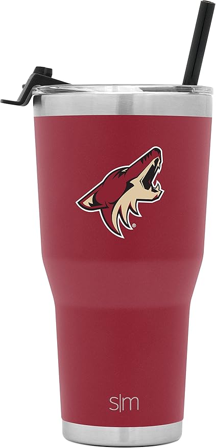 Simple Modern Officially Licensed NHL Arizona Coyote 30oz Cruiser Tumbler Insulated Travel Mug Cup with Flip Lid and Straw