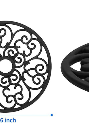 CHEFBEE 3PCS Silicone Trivet Mat - Flexible Non-Slip Heat Resistant Modern Kitchen Teapot Trivets Set for Hot Dishes, Table, Countertop