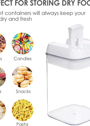 Vtopmart 6 PCS Airtight Food Storage Containers, BPA Free Plastic Snack Containers with Easy Lock Lids, for Kitchen Pantry Organization and Storage, Include 24 Labels, 0.8L
