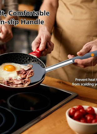 Silicone Spatula Set of 2, E-far Solid & Slotted Turner for Nonstick Cookware, Heat Resistant Rubber Kitchen Cooking Utensils for Flipping Fish Pancake Egg - Grey