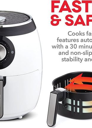 Dash Deluxe Electric Air Fryer + Oven Cooker with Temperature Control, Non-stick Fry Basket, Recipe Guide + Auto Shut Off Feature, 1700-Watt, 6 Quart - White