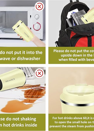 CS COSDDI 12 oz Stainless Steel Vacuum Insulated Tumbler - Coffee Travel Mug Spill Proof with Lid - Coffee Cups for Keep Hot/Ice Coffee,Tea and Beer