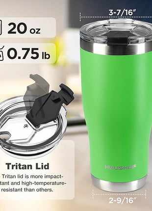 HAUSHOF 20 oz Tumbler, Stainless Steel Vacuum Insulated Coffee Tumbler Water Cup, Double Wall Travel Mug with Lid, Perfect for Hot and Cold Drinks