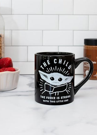 Silver Buffalo Star Wars The Mandalorian Force is Strong with this Little One Ceramic Coffee Mug, 14 Ounces