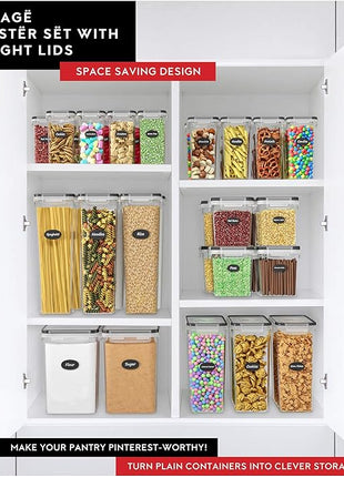 Cereal Containers Storage 3 Pack 135 fl. oz Cereal Dispenser Countertop, Airtight Food Storage Containers for Pantry Organization and Storage, Bpa-free Cereal Storage Container with Marker & Labels
