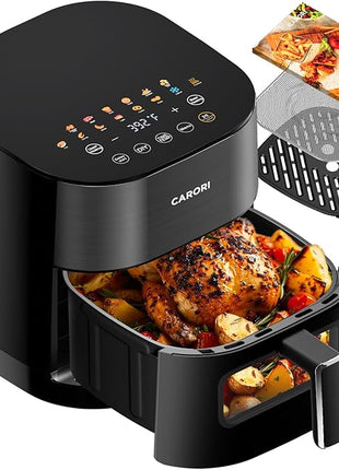 Air Fryer 14-in-1 with Viewing Window, 6Qt Large Capacity, 392℉ Max Crisp, Airfryer No Filping Dual Heating, Bake, Roast, Dehydrate, Reheat, 1700W Fast Even Easy Meals, Nonstick Dishwasher Safe Basket