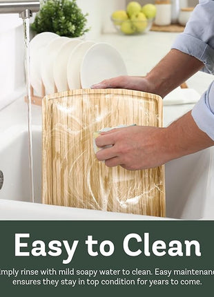 Bambüsi Wood Cutting Boards for Kitchen - Bamboo Cutting Board Set with Deep Juice Groove & Side Handles - Chopping Board Butcher Block for Meat, Vegetables, Charcuterie, Cheese, Serving, or Meal Prep