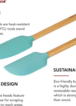 KitchenAid Bamboo Spatula Set, 2-Piece, Aqua Sky