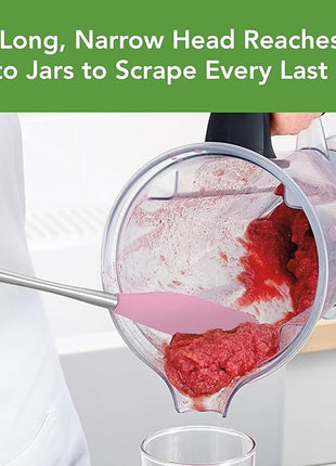 Tovolo Jar Spatula Silicone Long Stainless Steel Handle Scraper Spatula Pink Sorbet, Jar Scraper Heat Resistant Dishwasher Safe BPA Free Kitchen Utensil for Scraping Spreading Jelly Peanut Butter