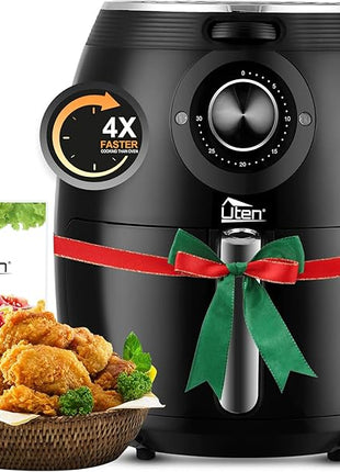 Air Fryer 5.8QT/5.5L, Uten 1700W AirFryer High-Power Electric Hot Temperature Control & Timer Knob, Non Stick Fry Basket, Dishwasher Safe, Apply to Party, Afternoon Tea, Black