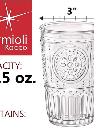 Bormioli Rocco Romantic Water Glass [Set Of 4] | 10.25 oz Premium Glass Set For Refreshments, Soda & Beverages | Italian Quality Glassware, Perfect For Dinner Parties, Bars & Restaurants
