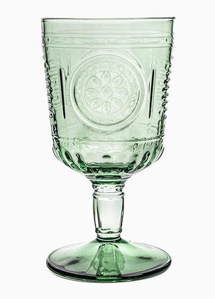 Bormioli Rocco Romantic Set Of 4 Stemware Glasses, 10.75 Oz. Colored Crystal Glass, Pastel Green, Made In Italy.